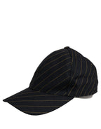 Dolce & Gabbana Black Gold Pinstriped Cotton Baseball Cap Hat Dolce & Gabbana