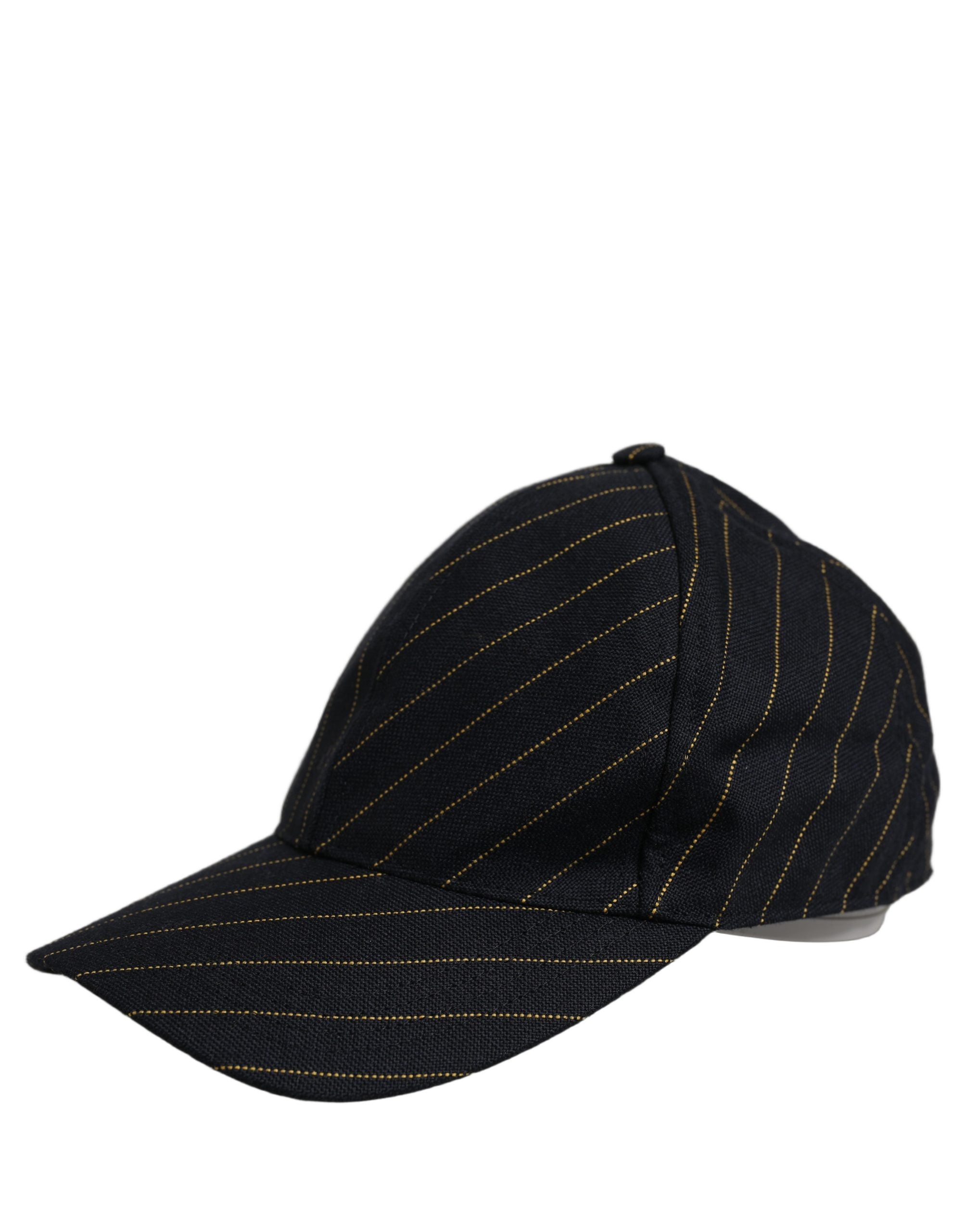 Dolce & Gabbana Black Gold Pinstriped Cotton Baseball Cap Hat Dolce & Gabbana