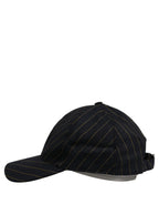 Dolce & Gabbana Black Gold Pinstriped Cotton Baseball Cap Hat Dolce & Gabbana
