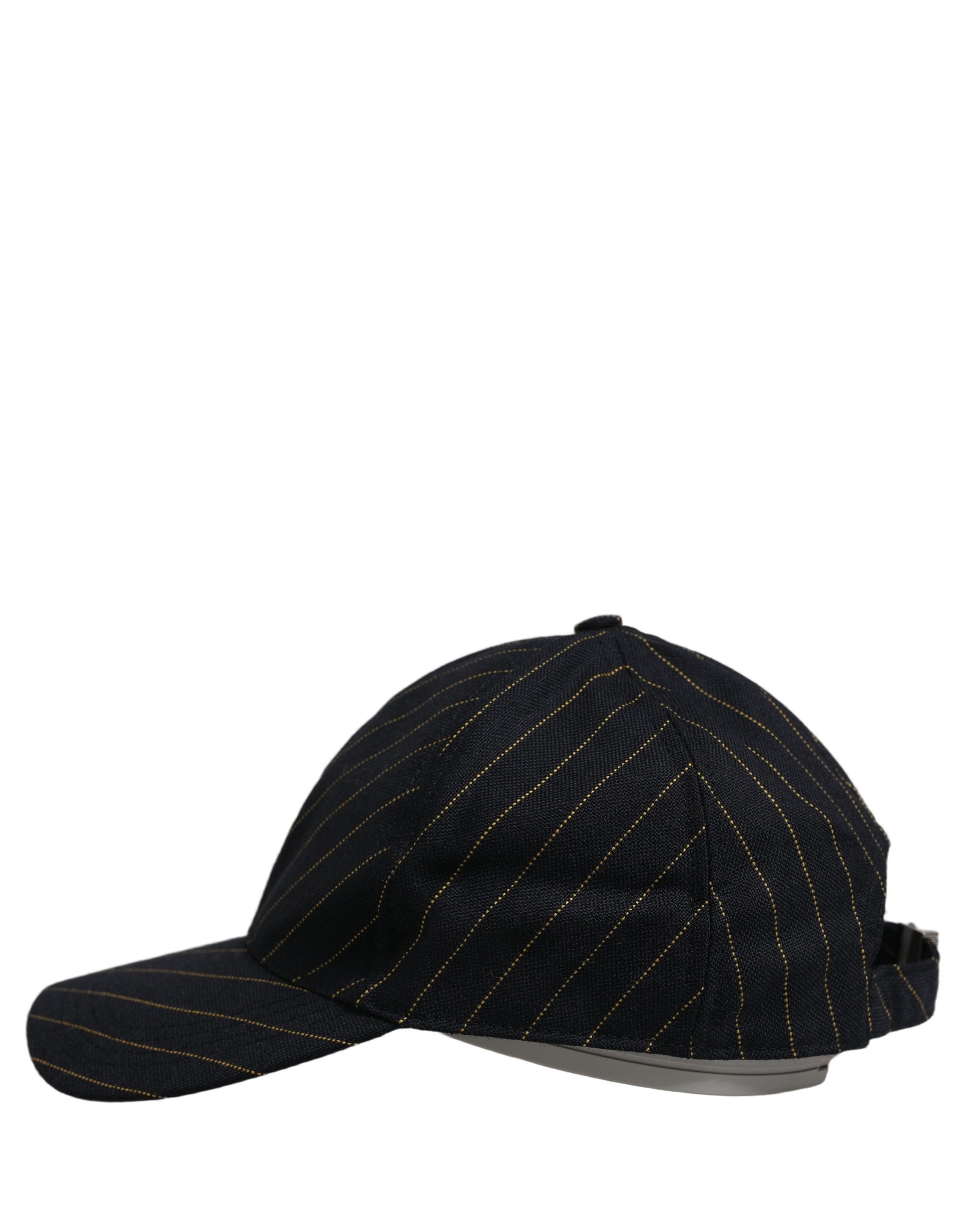 Dolce & Gabbana Black Gold Pinstriped Cotton Baseball Cap Hat Dolce & Gabbana