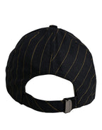 Dolce & Gabbana Black Gold Pinstriped Cotton Baseball Cap Hat Dolce & Gabbana