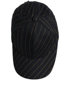 Dolce & Gabbana Black Gold Pinstriped Cotton Baseball Cap Hat Dolce & Gabbana