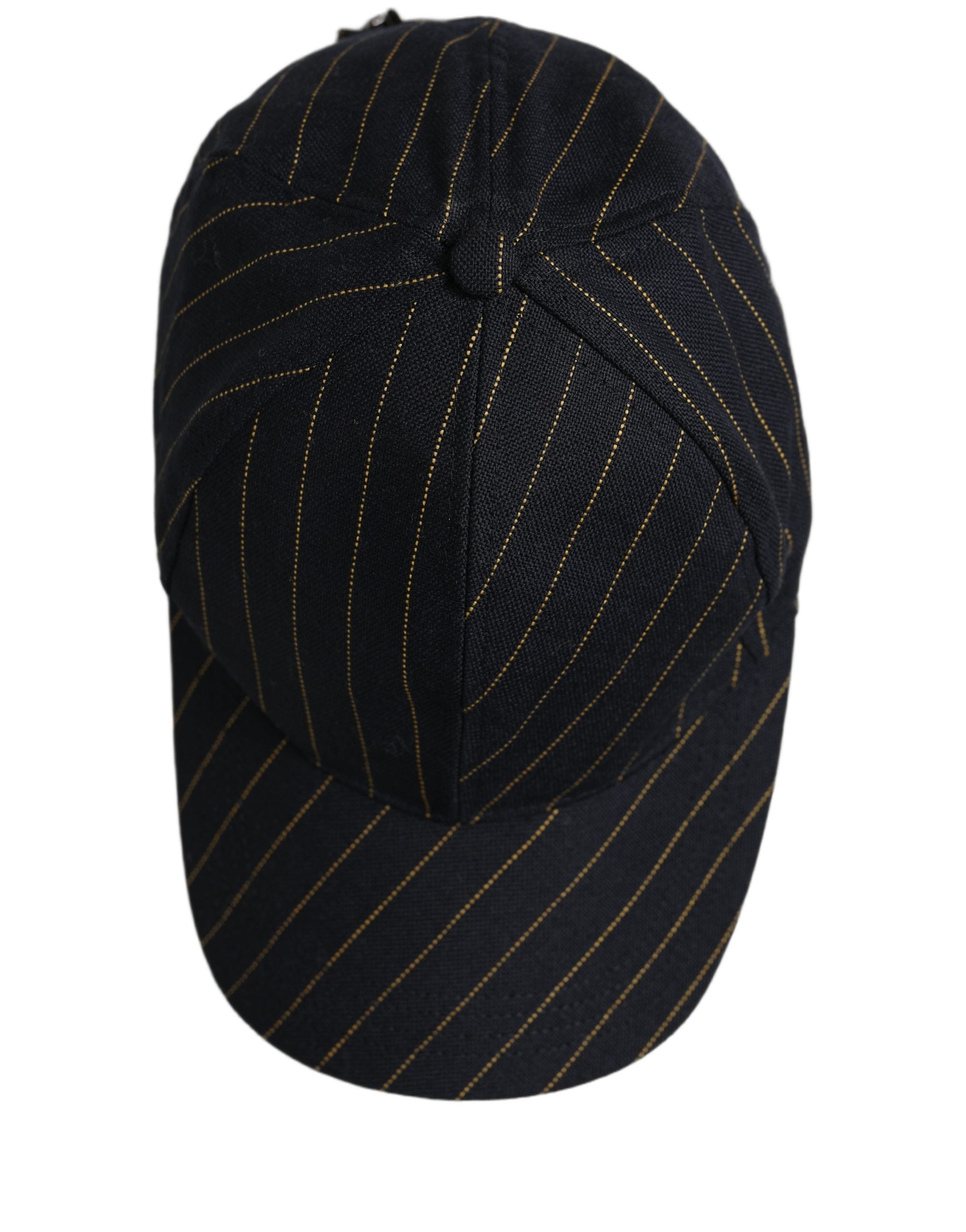 Dolce & Gabbana Black Gold Pinstriped Cotton Baseball Cap Hat Dolce & Gabbana