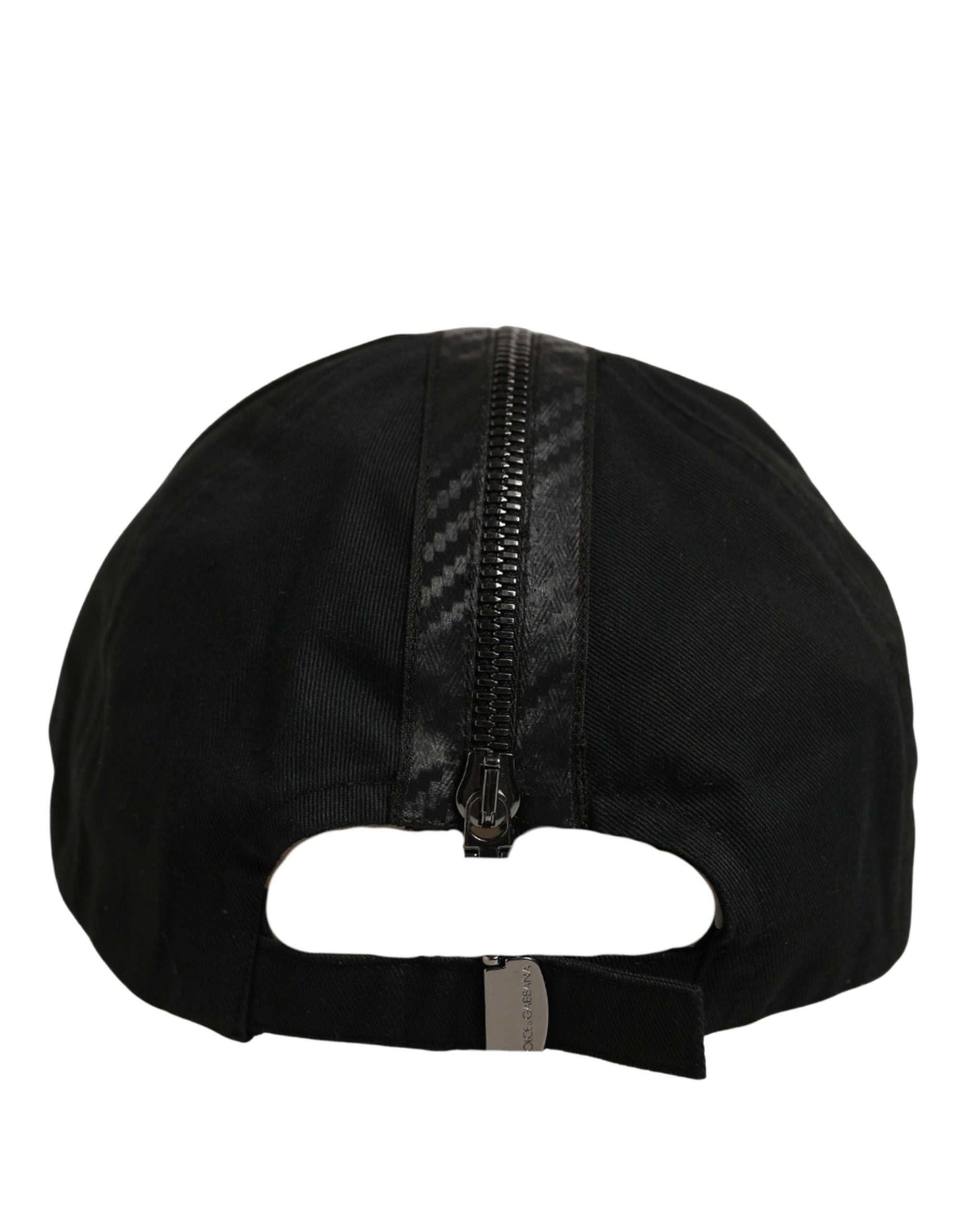 Dolce & Gabbana Men Black Cotton Baseball Cap 6 Panels Hat Dolce & Gabbana