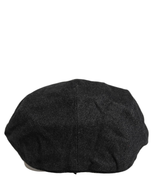 Dolce & Gabbana Men Black Cotton Flat Cloth Newsboy Cap Hat Dolce & Gabbana