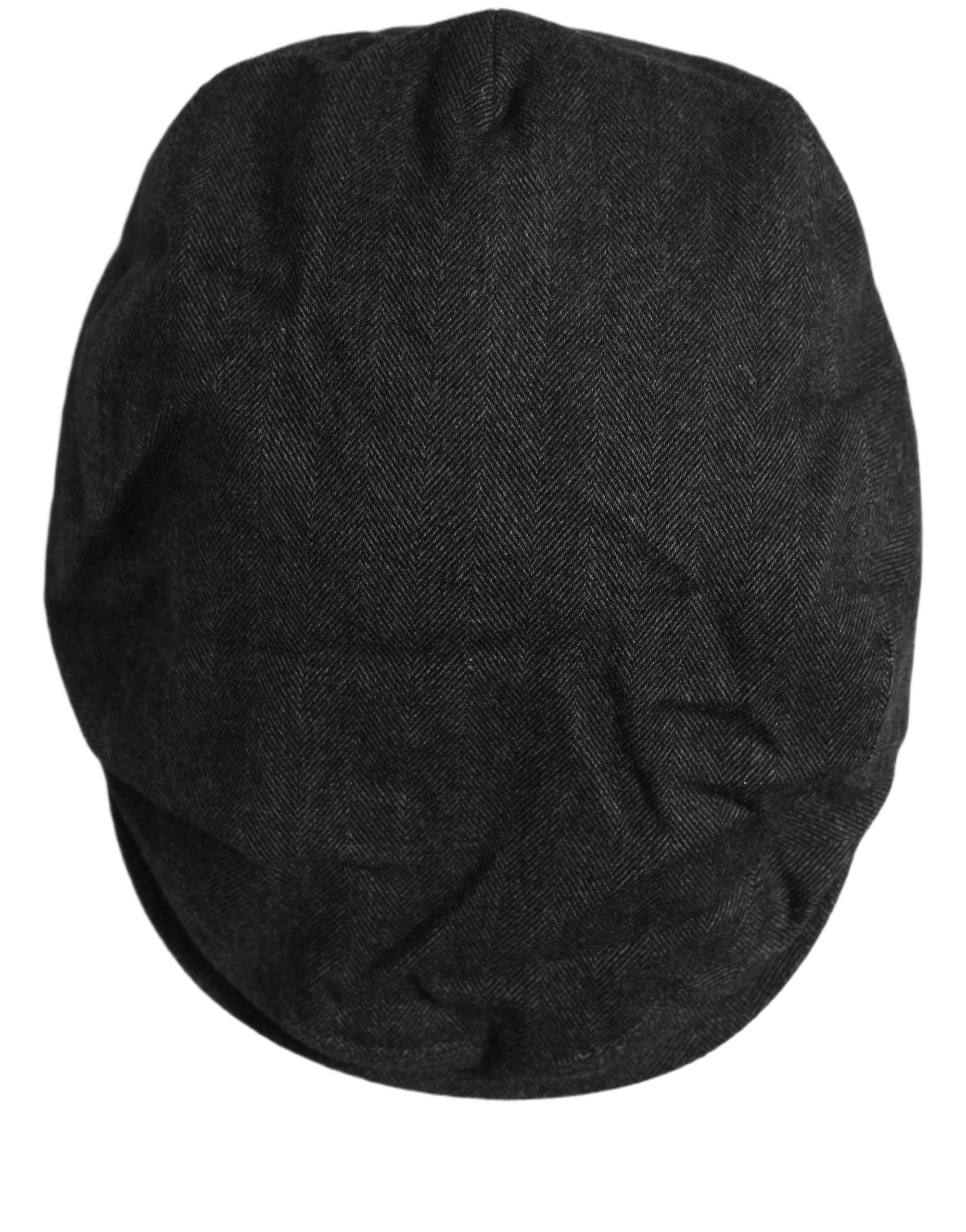 Dolce & Gabbana Men Black Cotton Flat Cloth Newsboy Cap Hat Dolce & Gabbana