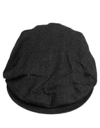 Dolce & Gabbana Men Black Cotton Flat Cloth Newsboy Cap Hat Dolce & Gabbana