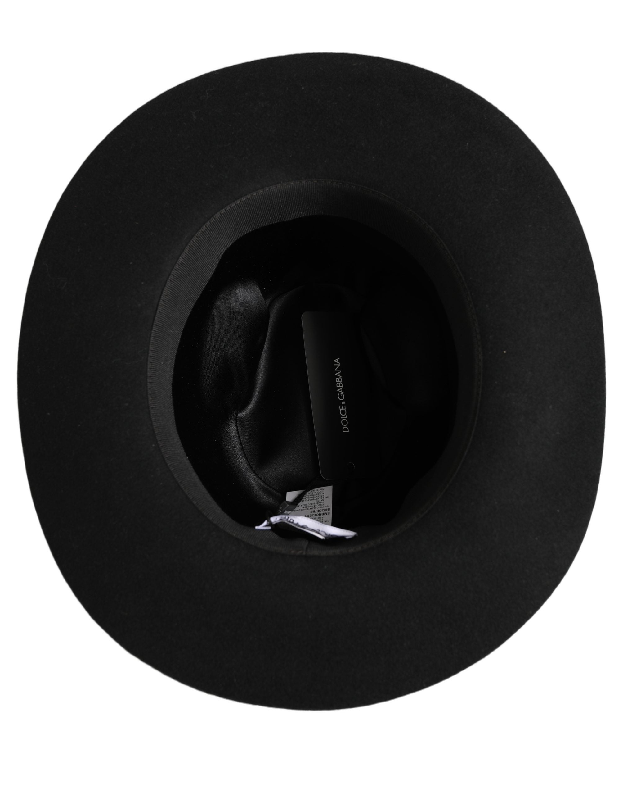 Dolce & Gabbana Men Black Classic Wide Brim Fedora Capello Hat Dolce & Gabbana