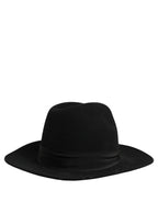 Dolce & Gabbana Men Black Classic Wide Brim Fedora Capello Hat Dolce & Gabbana