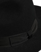 Dolce & Gabbana Men Black Classic Wide Brim Fedora Capello Hat Dolce & Gabbana