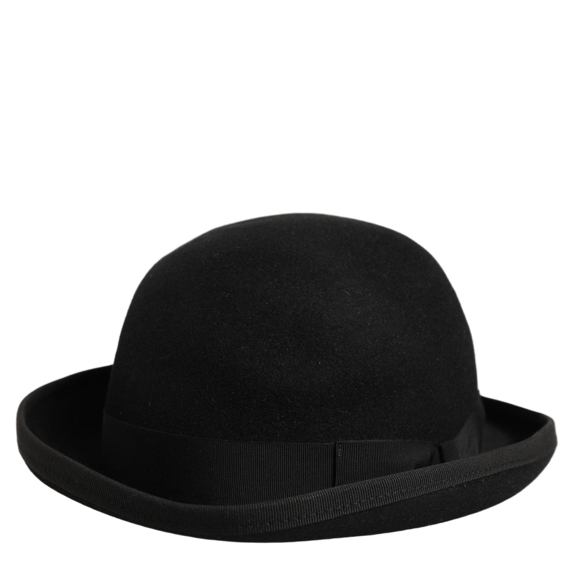 Dolce & Gabbana Men Black Rabbit Fur Felt Bowler Capello Hat Dolce & Gabbana