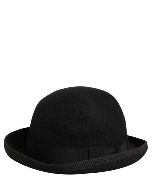 Dolce & Gabbana Men Black Rabbit Fur Felt Bowler Capello Hat Dolce & Gabbana