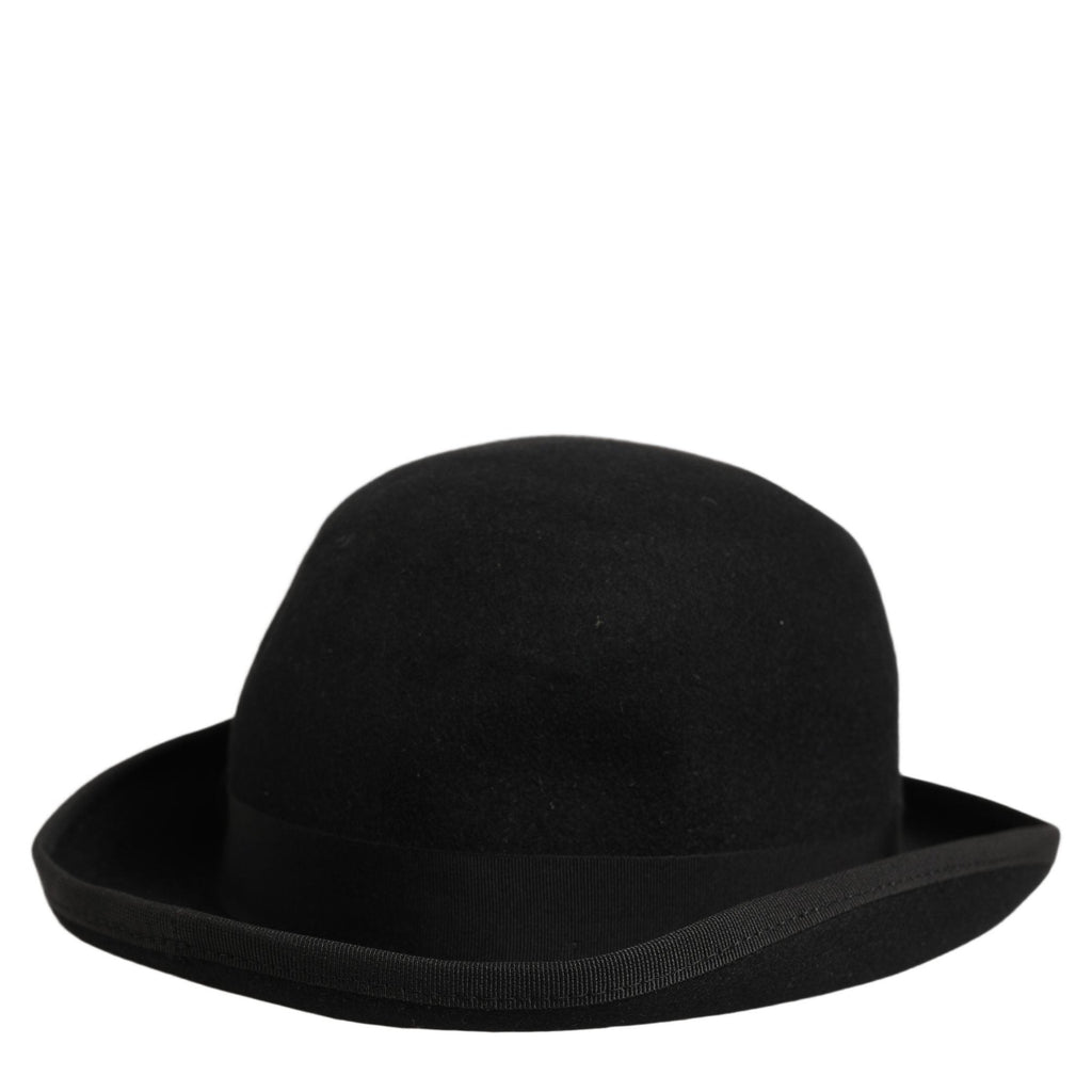Dolce & Gabbana Men Black Rabbit Fur Felt Bowler Capello Hat Dolce & Gabbana