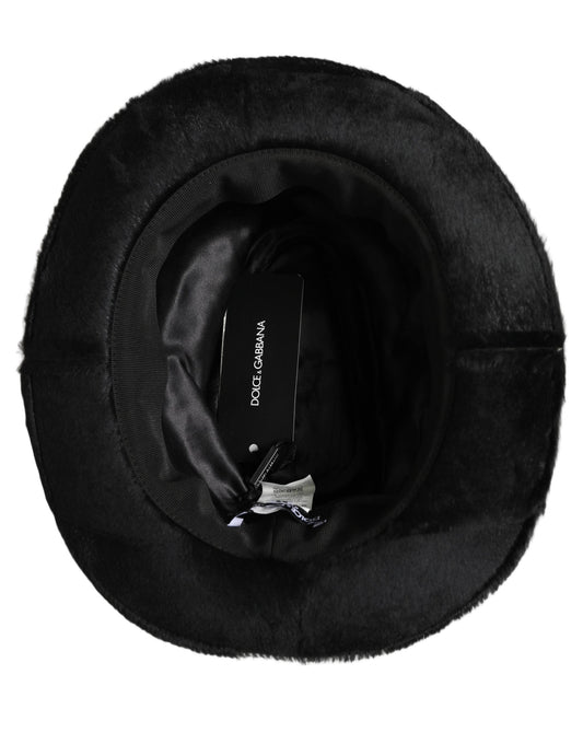 Dolce & Gabbana Men Black Classic Wide Brim Fedora Capello Hat Dolce & Gabbana