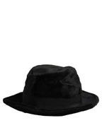 Dolce & Gabbana Men Black Classic Wide Brim Fedora Capello Hat Dolce & Gabbana