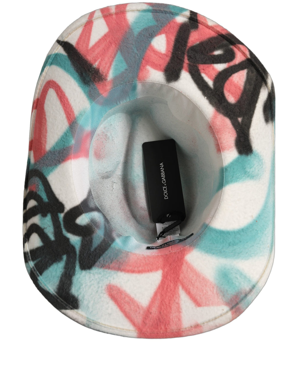 Dolce & Gabbana Men White Graffiti Wide Brim Fedora Capello Hat Dolce & Gabbana