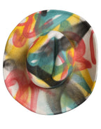 Dolce & Gabbana Men White Graffiti Wide Brim Fedora Capello Hat Dolce & Gabbana