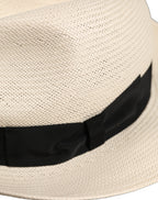 Dolce & Gabbana Men White Paper Straw Fedora Panama Capello Hat Dolce & Gabbana
