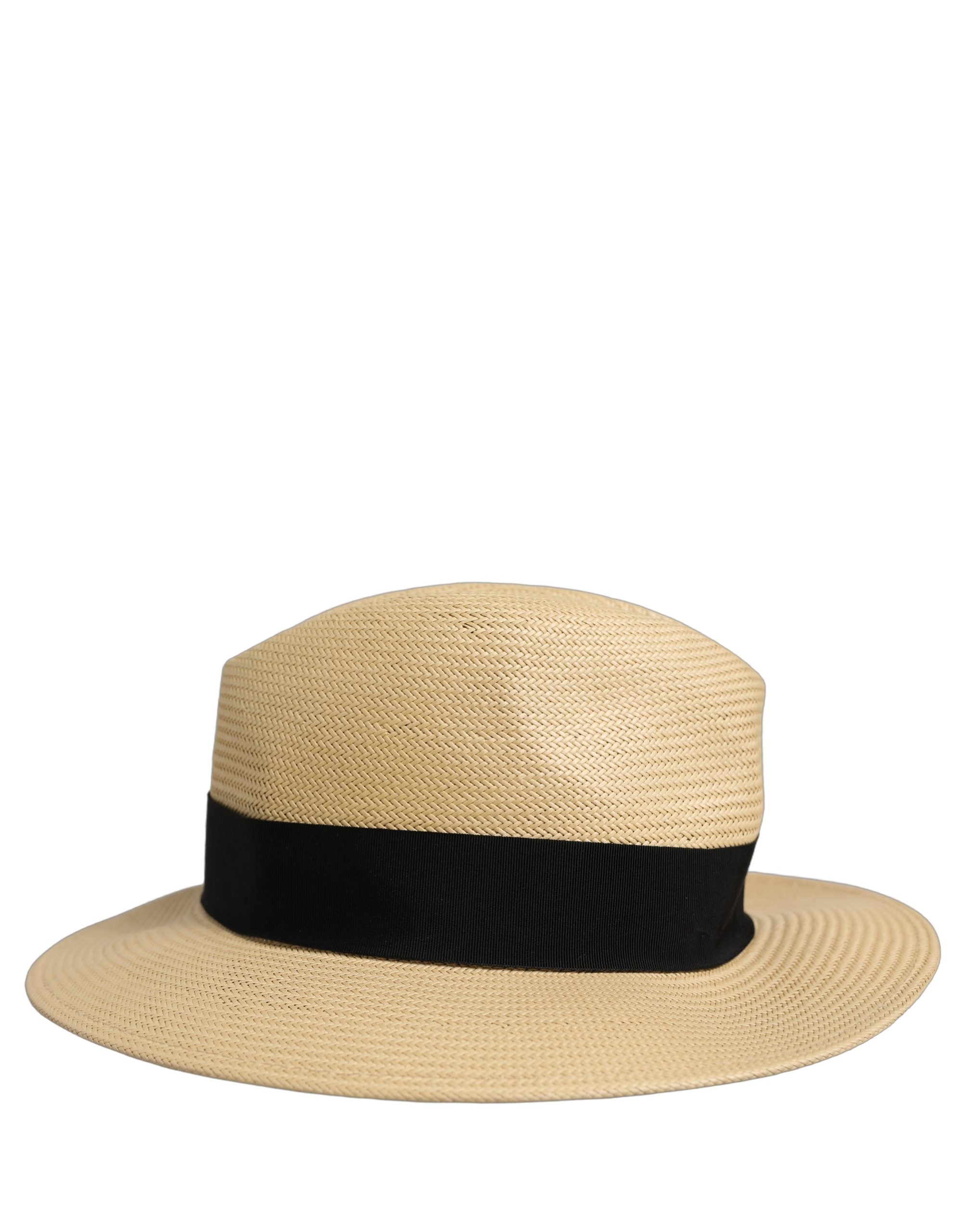 Dolce & Gabbana Men Beige Paper Straw Fedora Panama Capello Hat Dolce & Gabbana