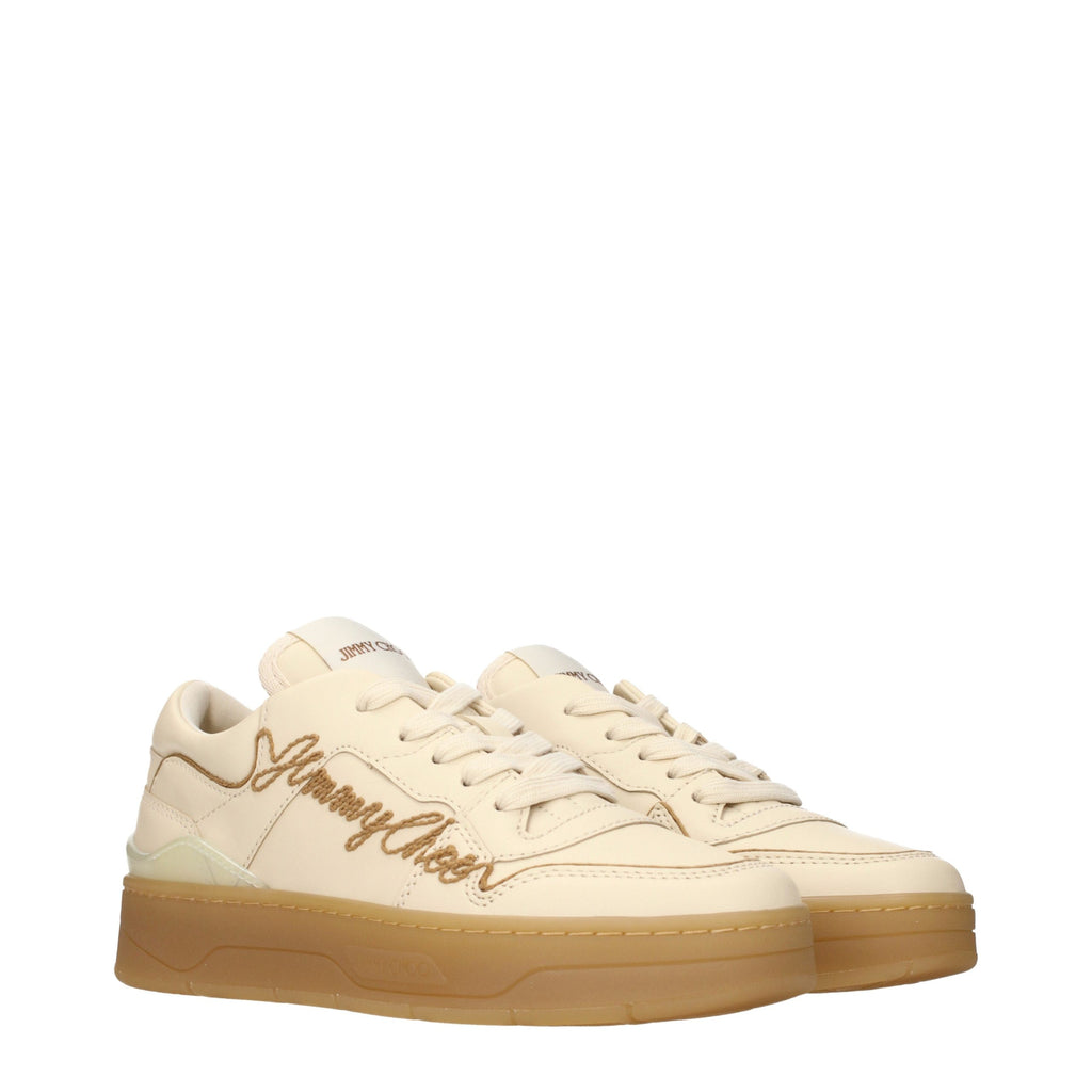 Jimmy Choo Beige Leather Low Top Sneakers Jimmy Choo