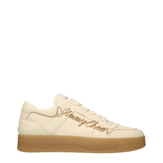Jimmy Choo Beige Leather Low Top Sneakers Jimmy Choo