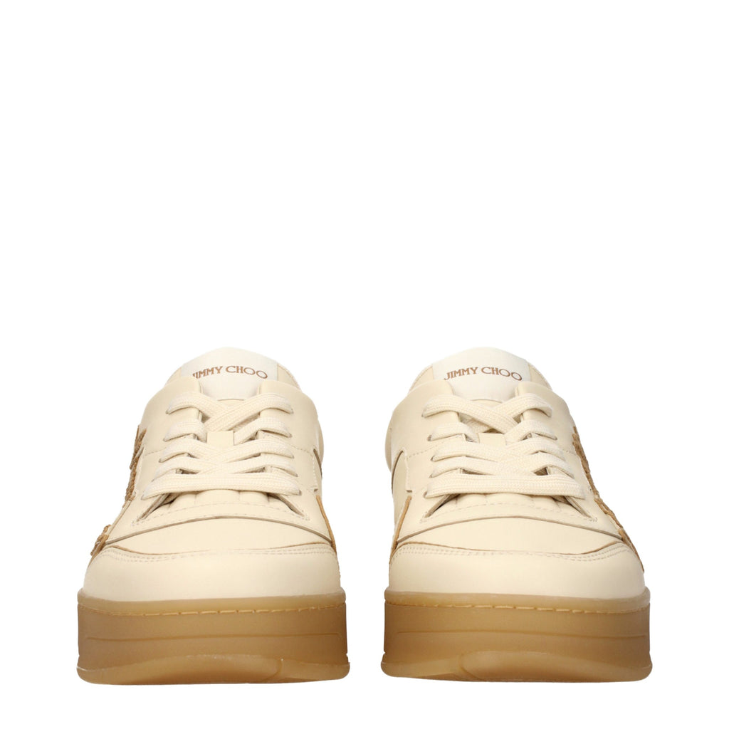 Jimmy Choo Beige Leather Low Top Sneakers Jimmy Choo