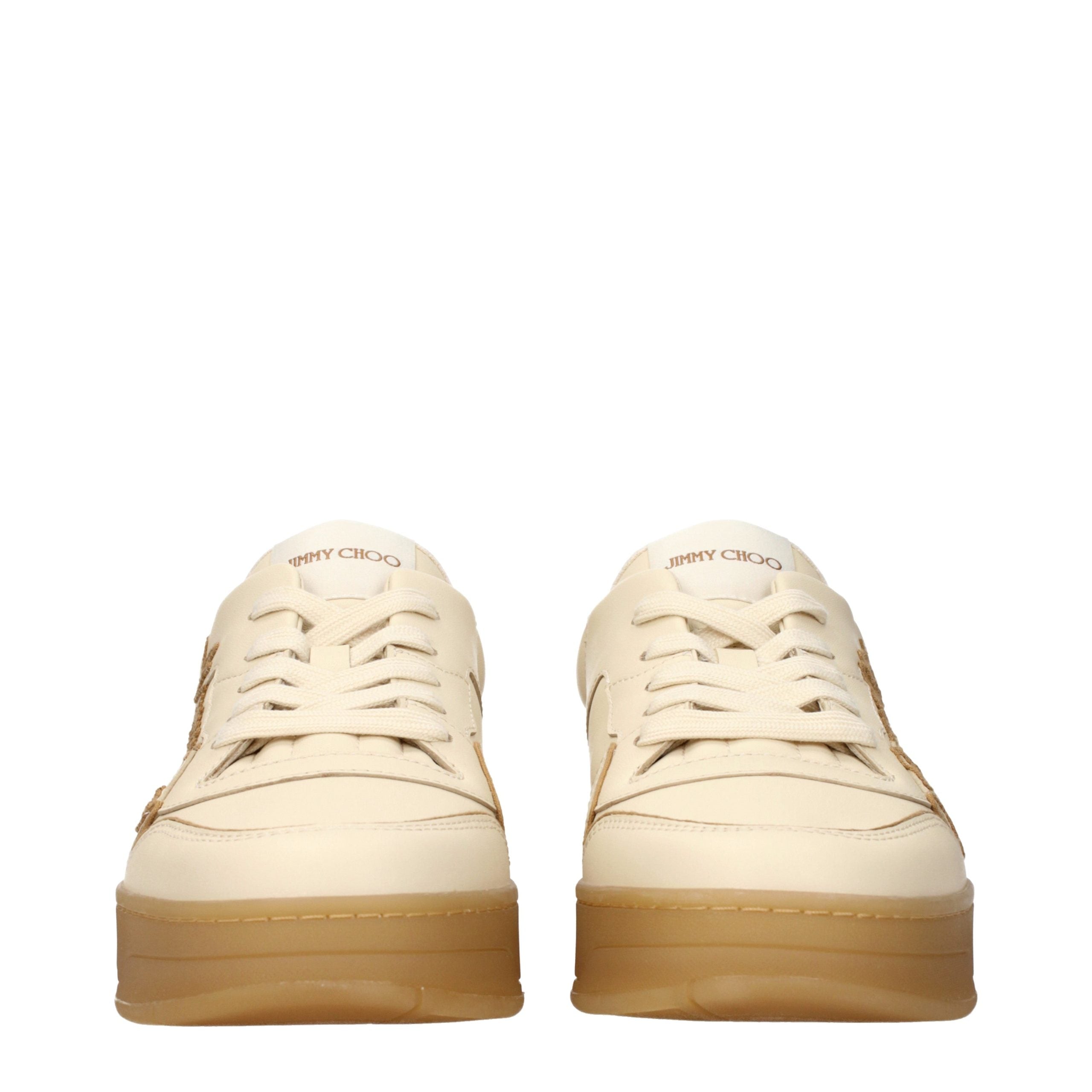 Jimmy Choo Beige Leather Low Top Sneakers Jimmy Choo