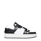 Jimmy Choo black leather low top sneakers with sleek design and white sole, perfect for casual stylish footwear.