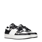 Black leather low top sneakers from Jimmy Choo displayed on a clean background.