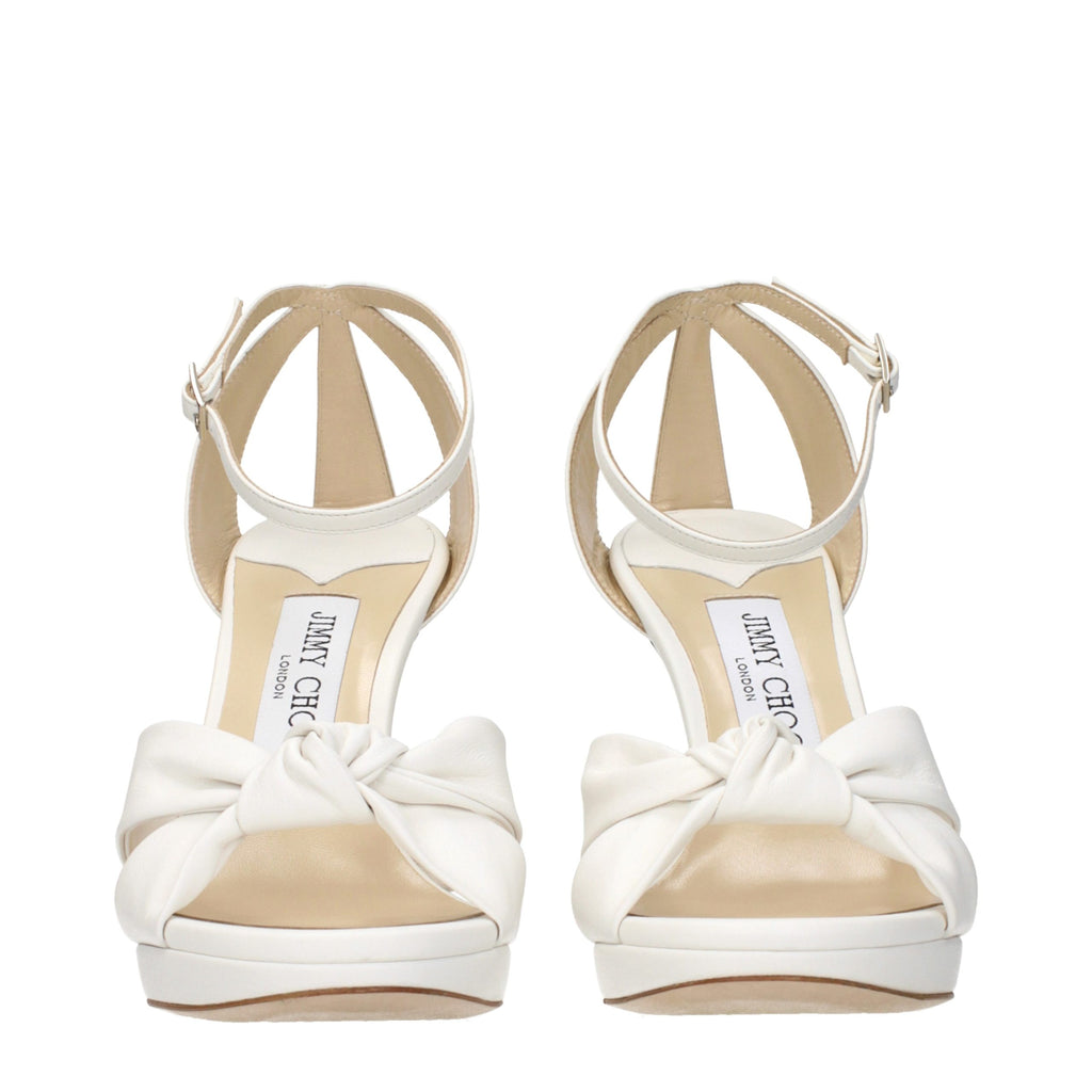Jimmy Choo White Leather Platform Sandals Jimmy Choo
