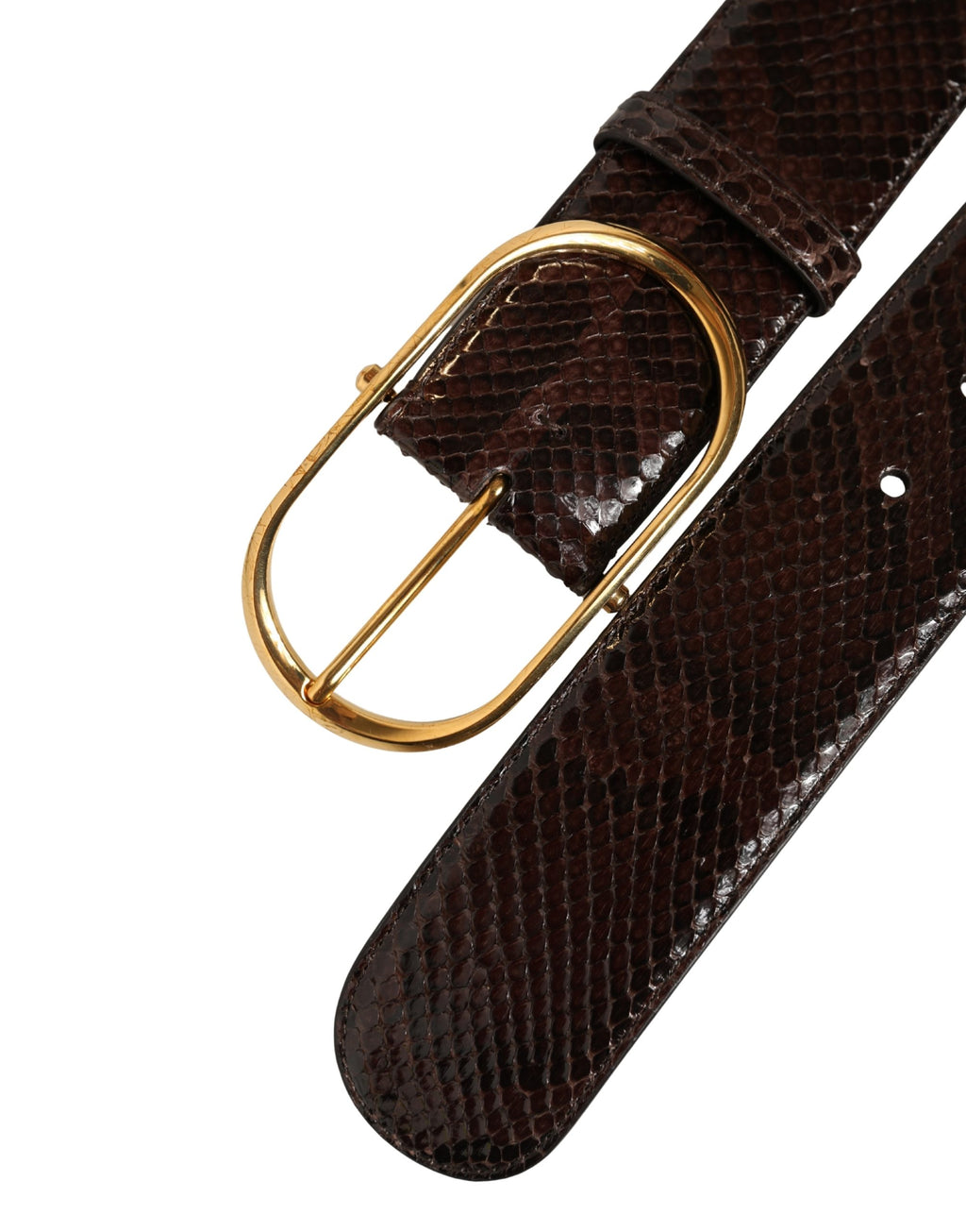 Dolce & Gabbana Brown Python Leather Gold Metal Buckle Belt Dolce & Gabbana