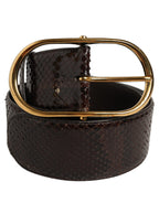 Dolce & Gabbana Brown Python Leather Gold Metal Buckle Belt Dolce & Gabbana