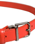 Dolce & Gabbana Red Leather Silver Metal Buckle Cintura Belt Dolce & Gabbana