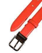 Dolce & Gabbana Red Leather Silver Metal Buckle Cintura Belt Dolce & Gabbana