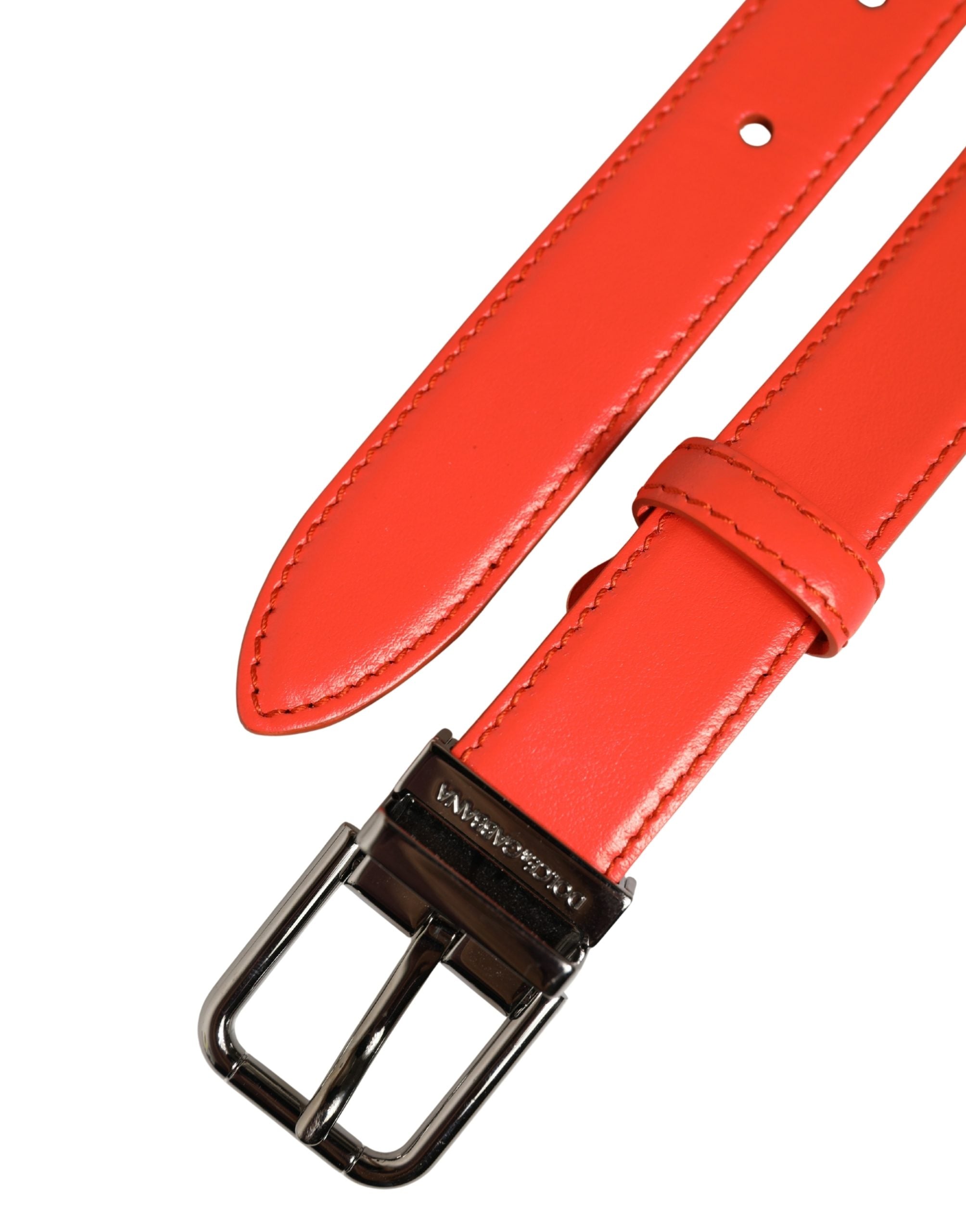 Dolce & Gabbana Red Leather Silver Metal Buckle Cintura Belt Dolce & Gabbana