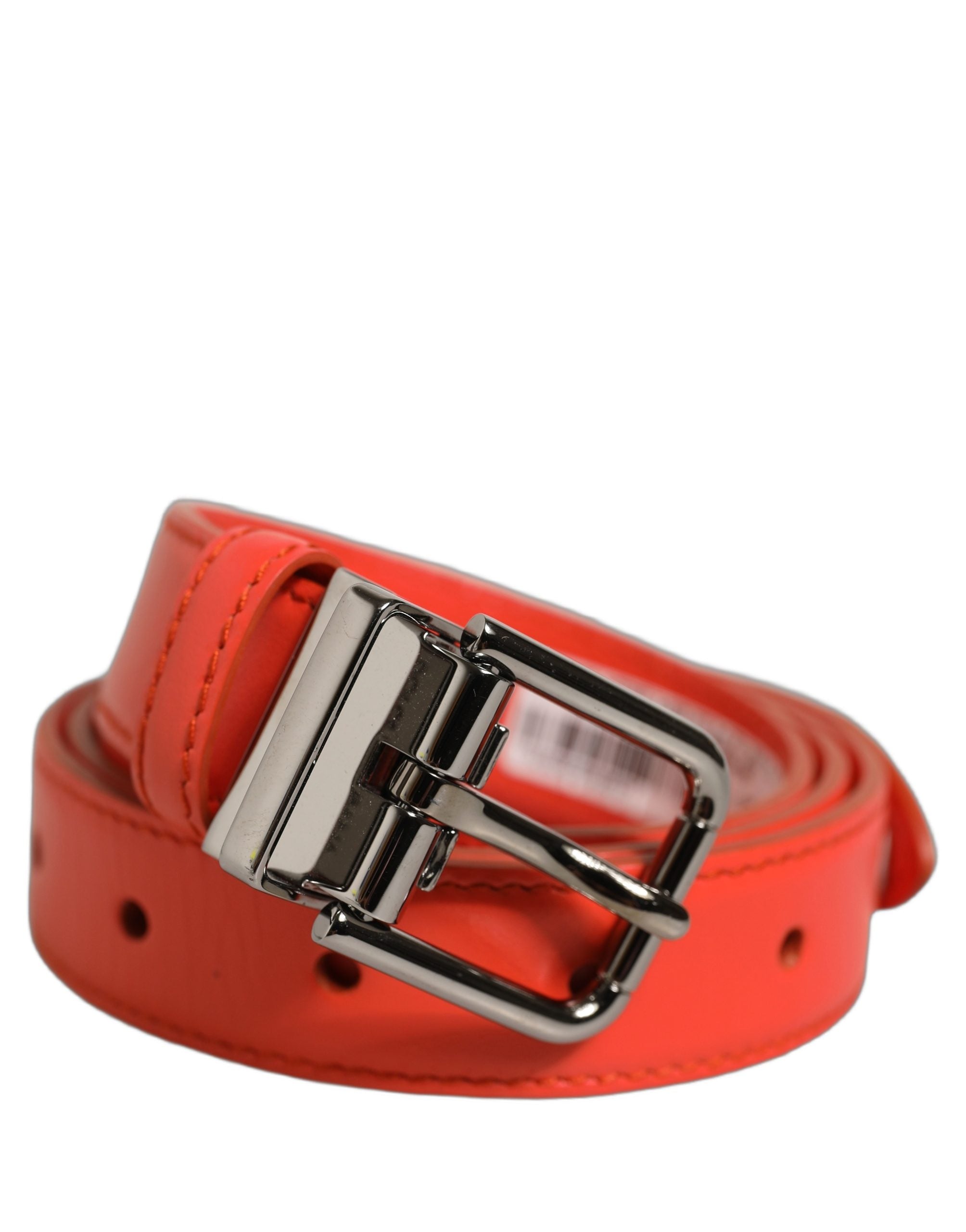 Dolce & Gabbana Red Leather Silver Metal Buckle Cintura Belt Dolce & Gabbana