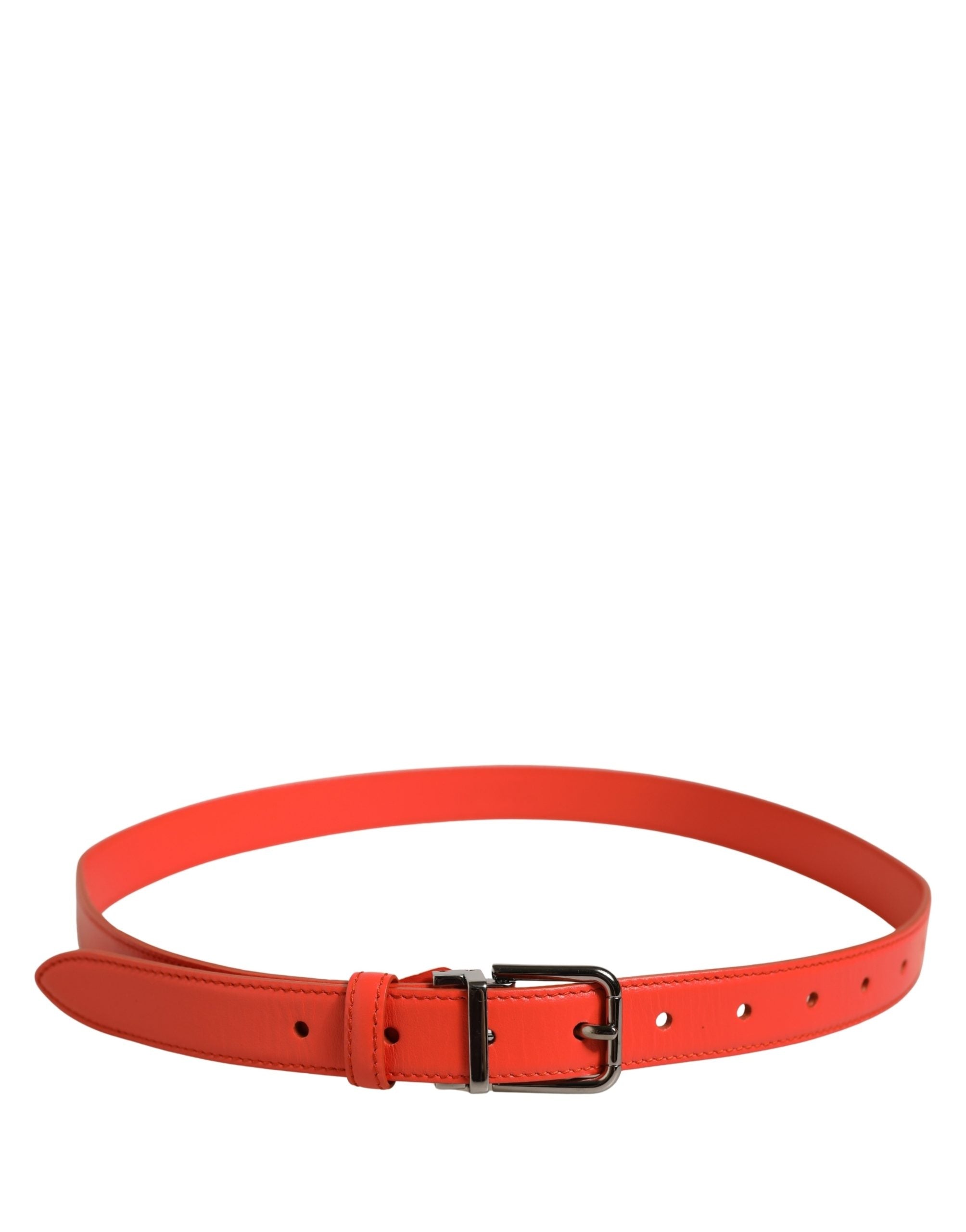 Dolce & Gabbana Red Leather Silver Metal Buckle Cintura Belt Dolce & Gabbana