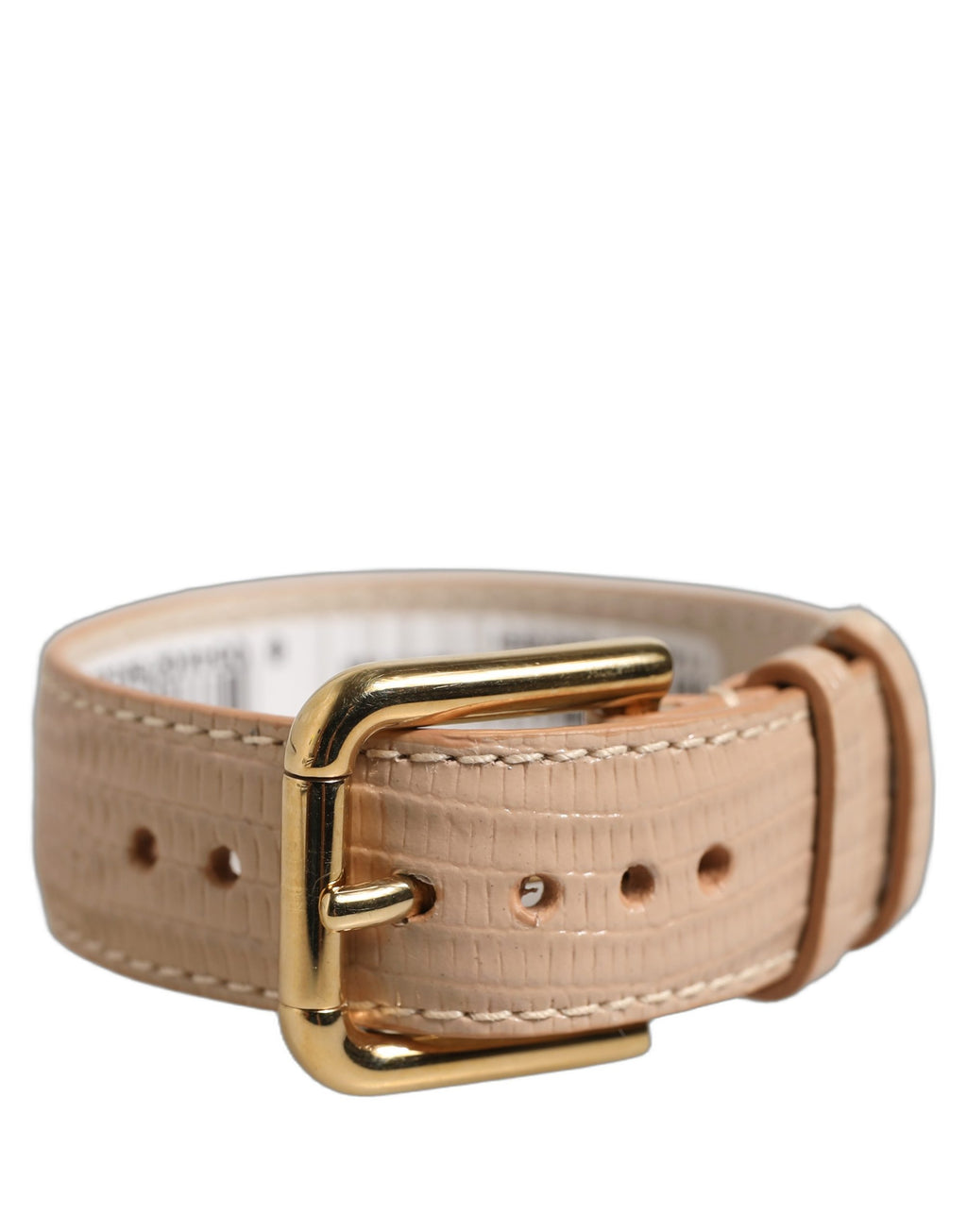 Dolce & Gabbana Beige Textured Leather Gold Buckle Belt Strap Bracelet Dolce & Gabbana
