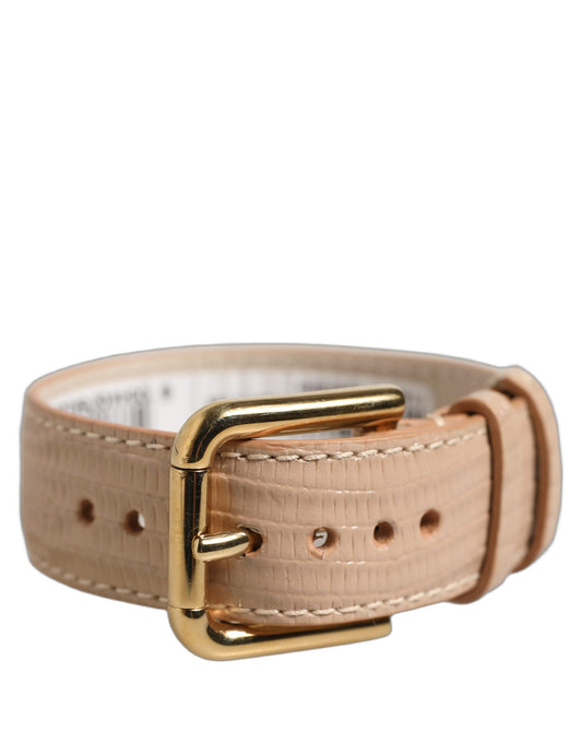 Dolce & Gabbana Beige Textured Leather Gold Buckle Belt Strap Bracelet Dolce & Gabbana