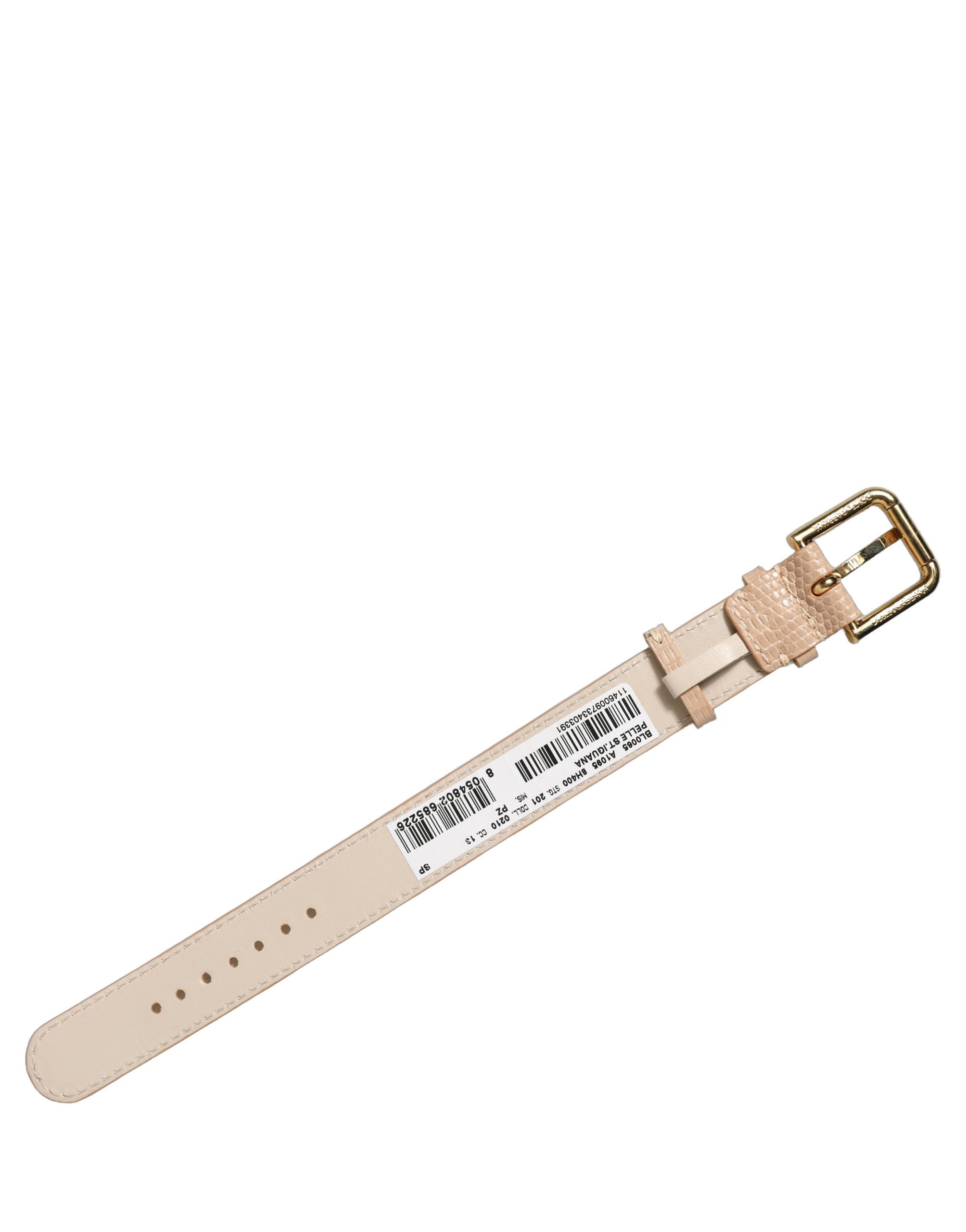 Dolce & Gabbana Beige Textured Leather Gold Buckle Belt Strap Bracelet Dolce & Gabbana