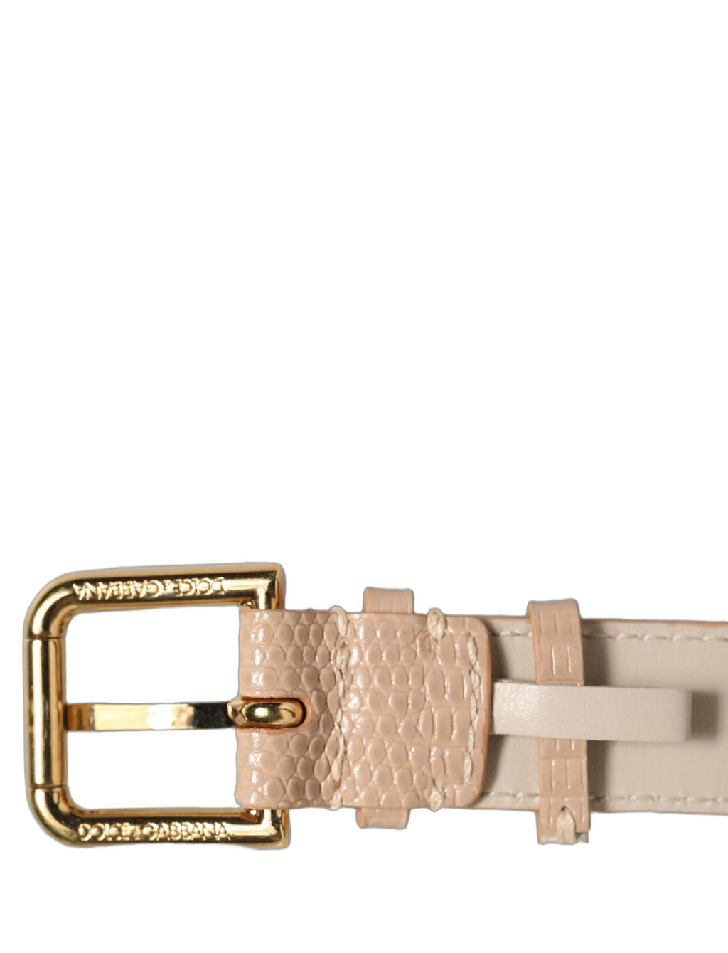 Dolce & Gabbana Beige Textured Leather Gold Buckle Belt Strap Bracelet Dolce & Gabbana