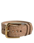 Dolce & Gabbana Brown Embossed Leather Gold Buckle Belt Strap Bracelet Dolce & Gabbana