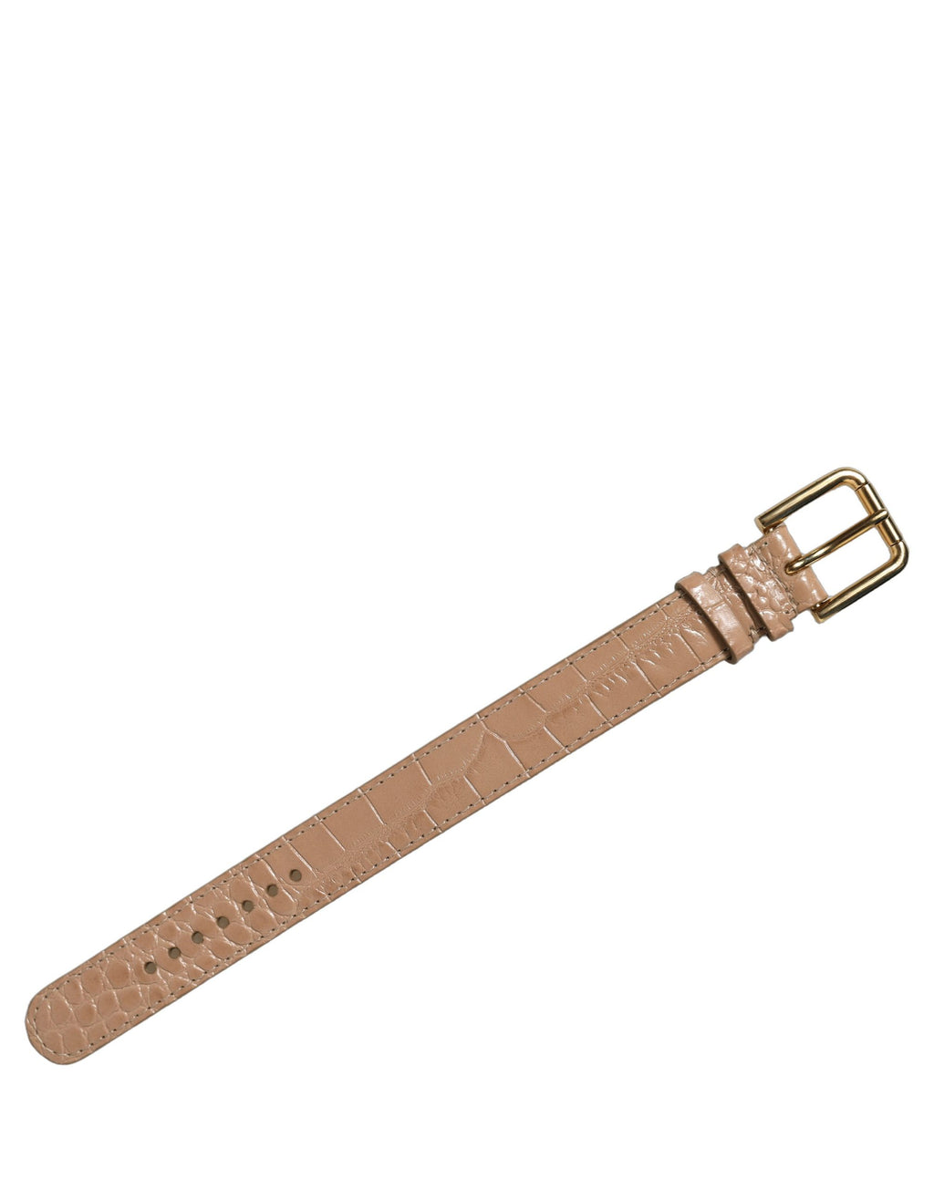 Dolce & Gabbana Brown Embossed Leather Gold Buckle Belt Strap Bracelet Dolce & Gabbana