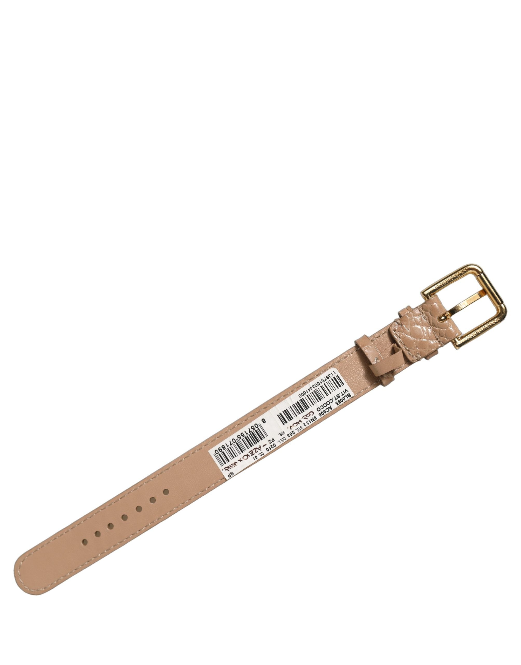 Dolce & Gabbana Brown Embossed Leather Gold Buckle Belt Strap Bracelet Dolce & Gabbana