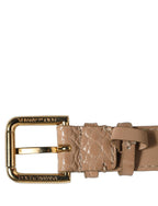 Dolce & Gabbana Brown Embossed Leather Gold Buckle Belt Strap Bracelet Dolce & Gabbana