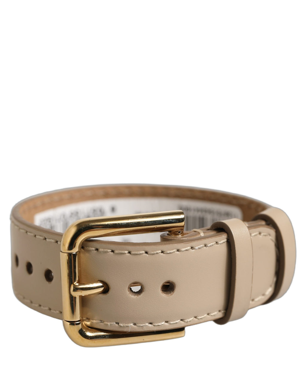 Dolce & Gabbana Beige Calfskin Leather Gold Buckle Belt Strap Bracelet Dolce & Gabbana