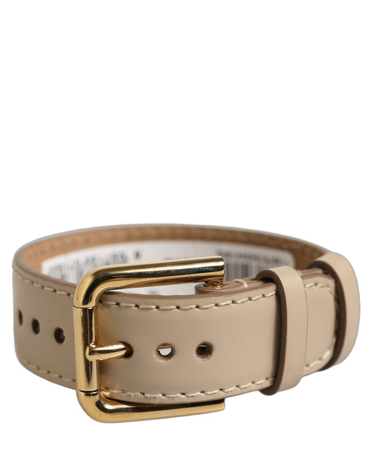 Dolce & Gabbana Beige Calfskin Leather Gold Buckle Belt Strap Bracelet Dolce & Gabbana