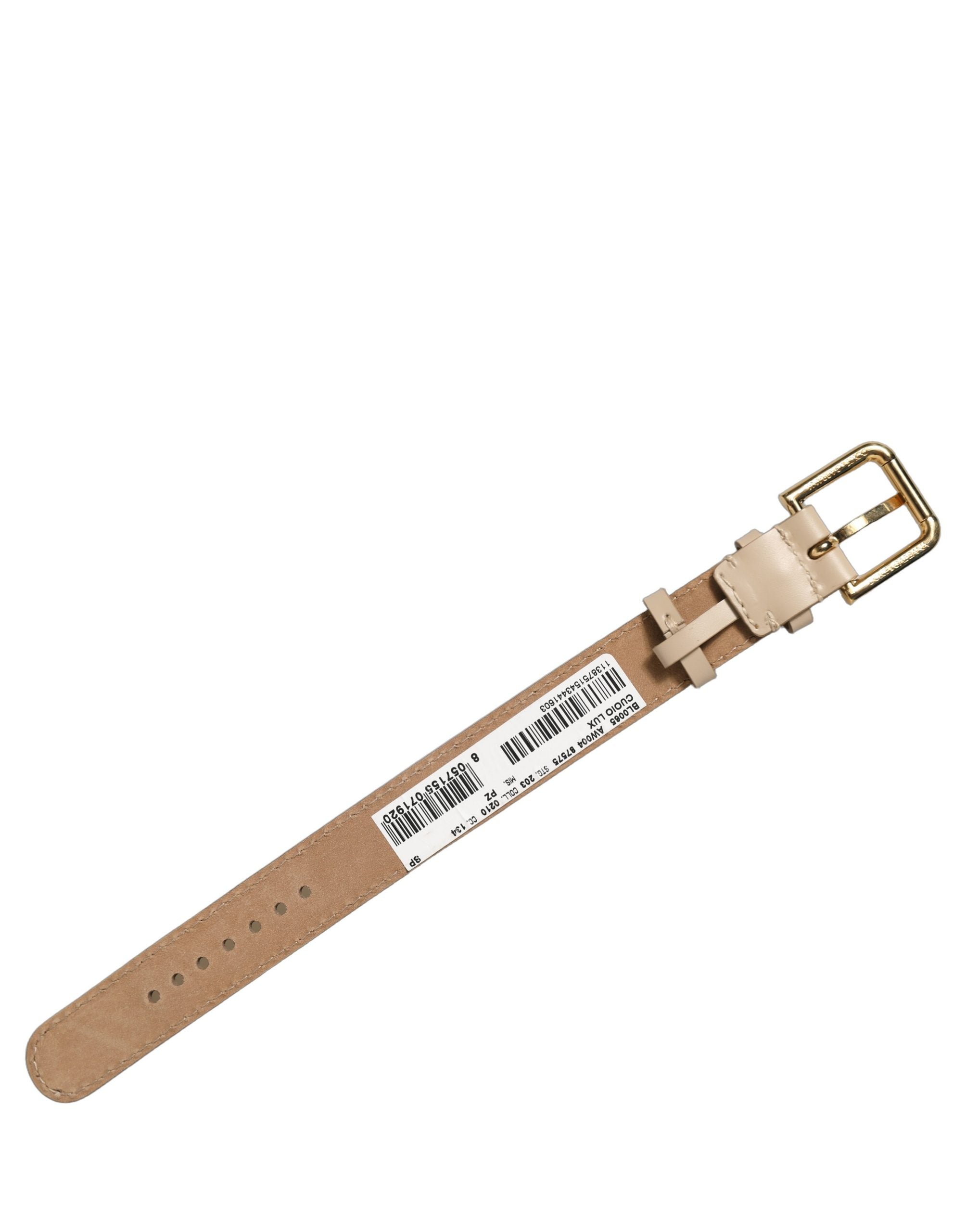 Dolce & Gabbana Beige Calfskin Leather Gold Buckle Belt Strap Bracelet Dolce & Gabbana