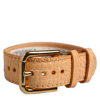 Dolce & Gabbana Beige Embossed Leather Gold Buckle Belt Strap Bracelet Dolce & Gabbana