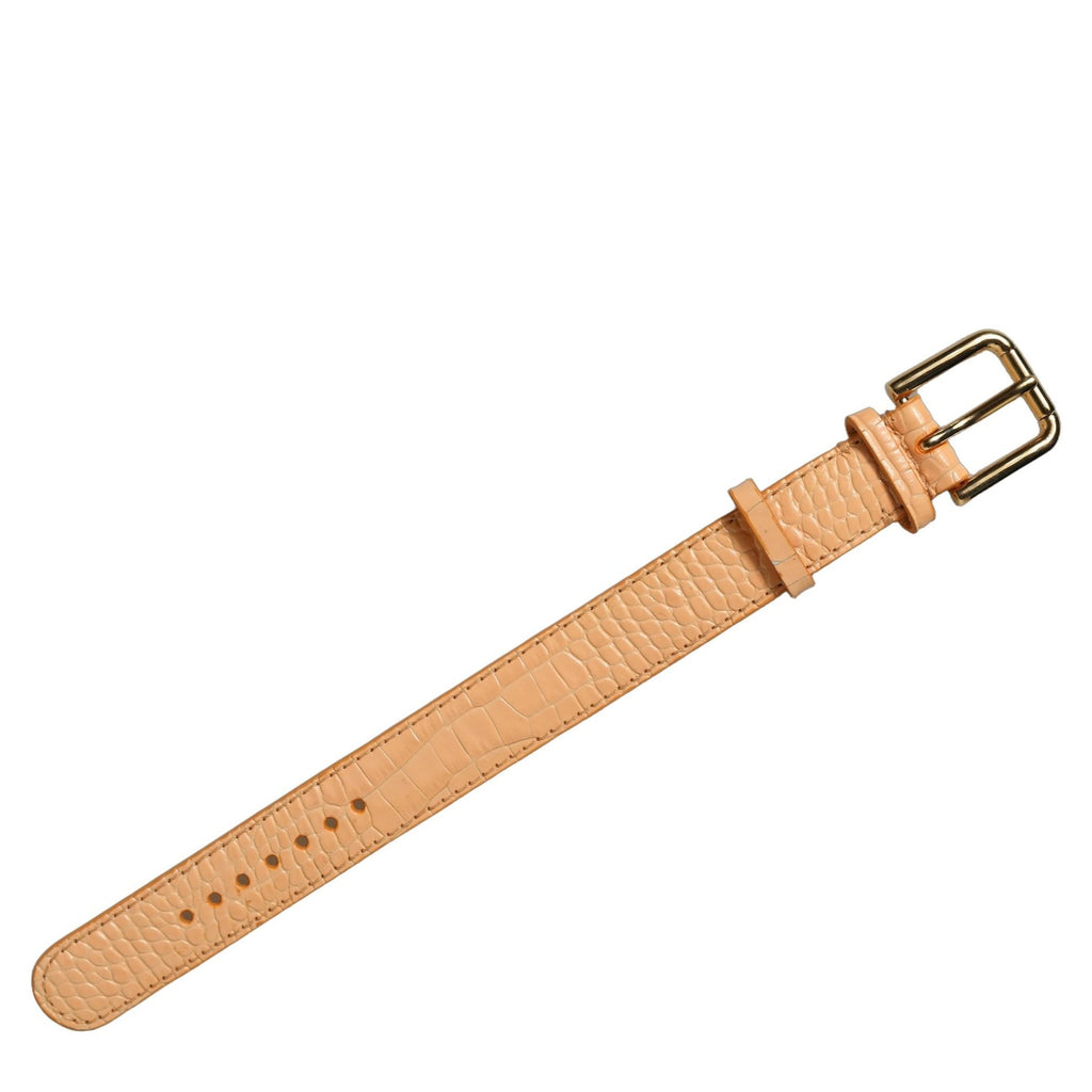 Dolce & Gabbana Beige Embossed Leather Gold Buckle Belt Strap Bracelet Dolce & Gabbana